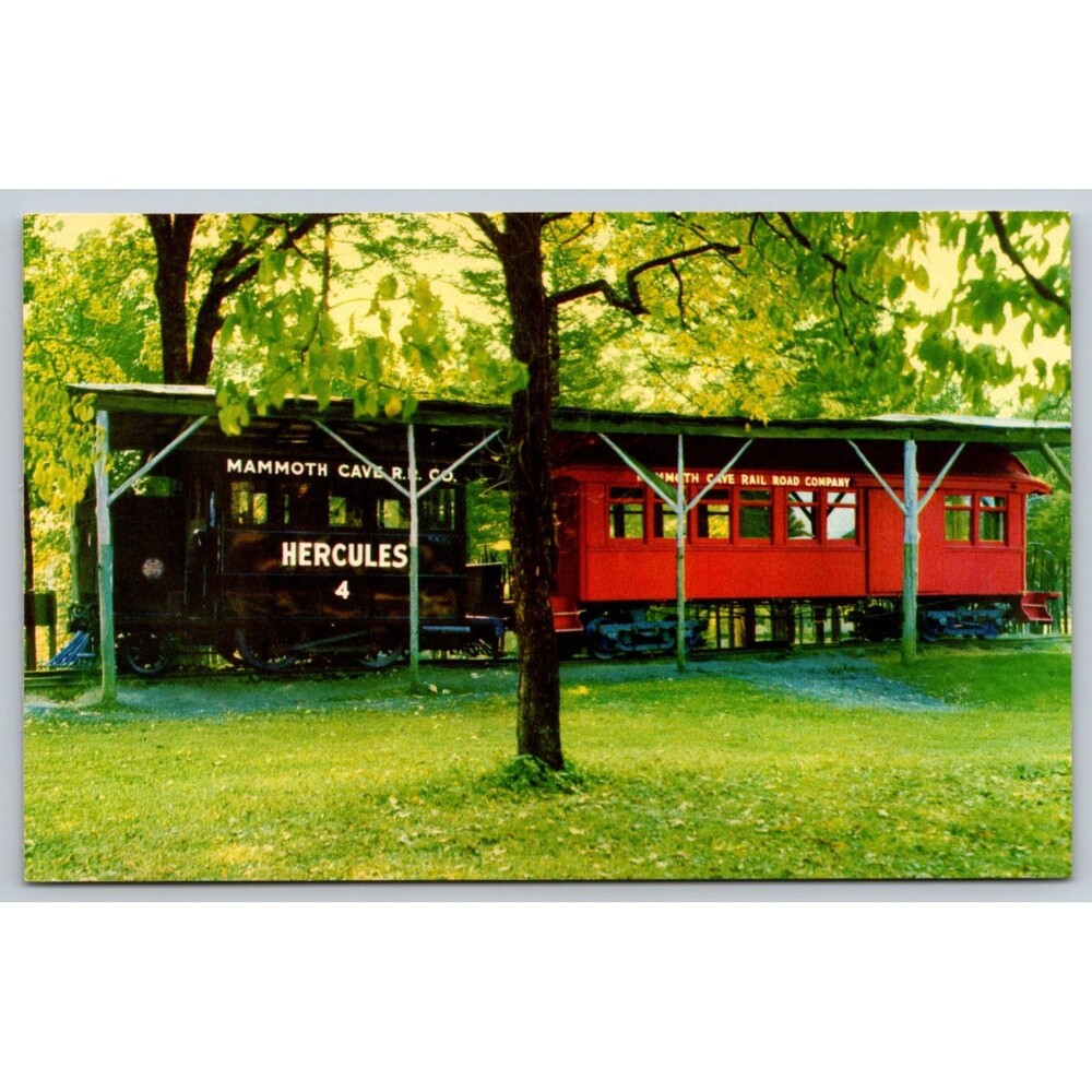 Vintage Postcard Mammoth Cave National Park KY Hercules Train Railroad Engine